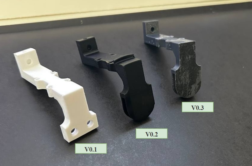Figure 4. Different version for the main chassis that was used and modified to achieved more reliable and repeatable measurements