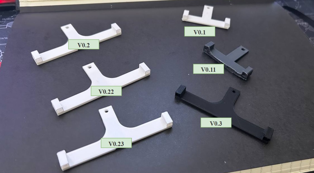 Figure 5. Different versions designed for the T shape mount to accommodate the magnet sensor and the magnet.