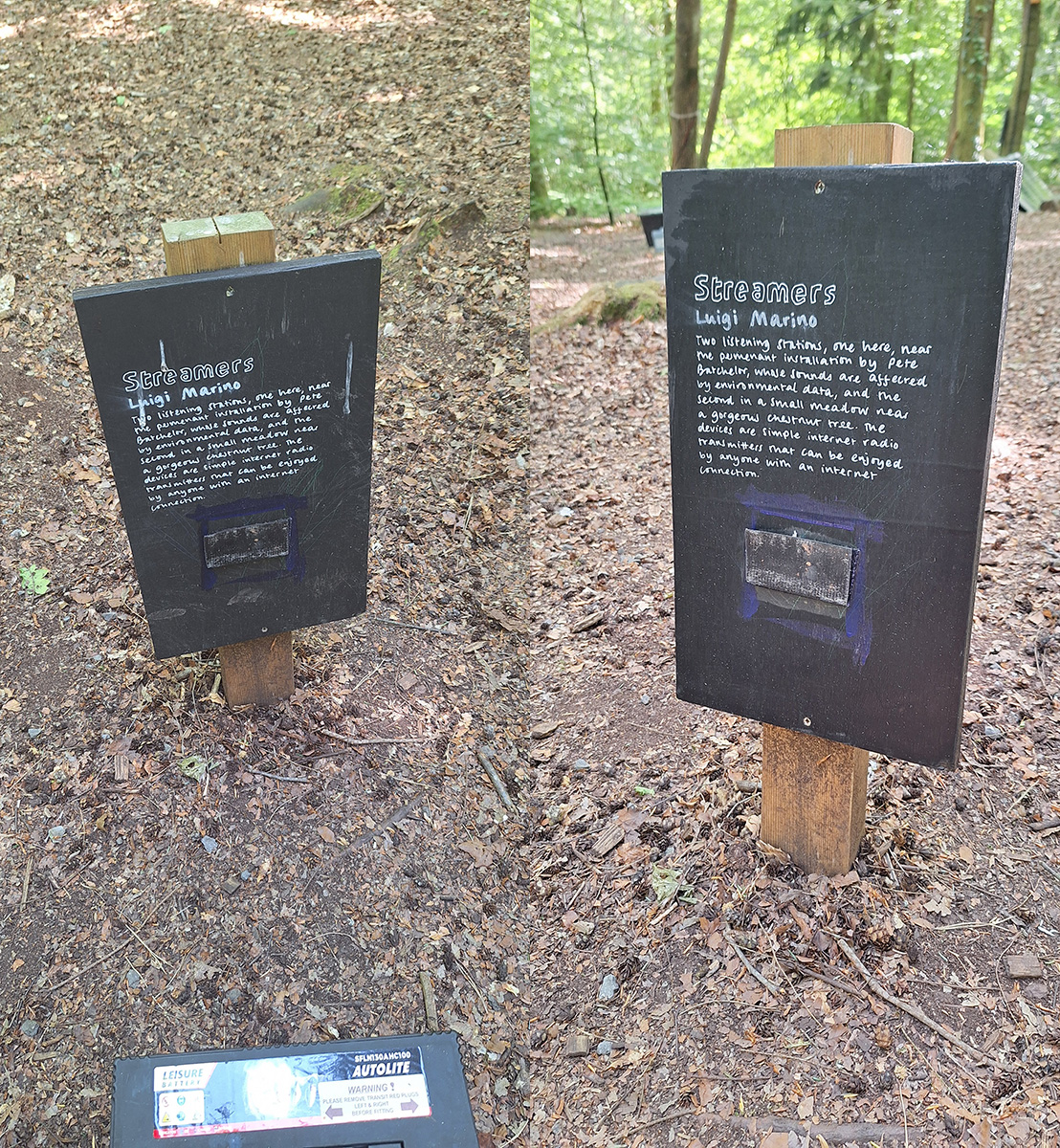 Signage of Luigi's Streamers: pre and post clean