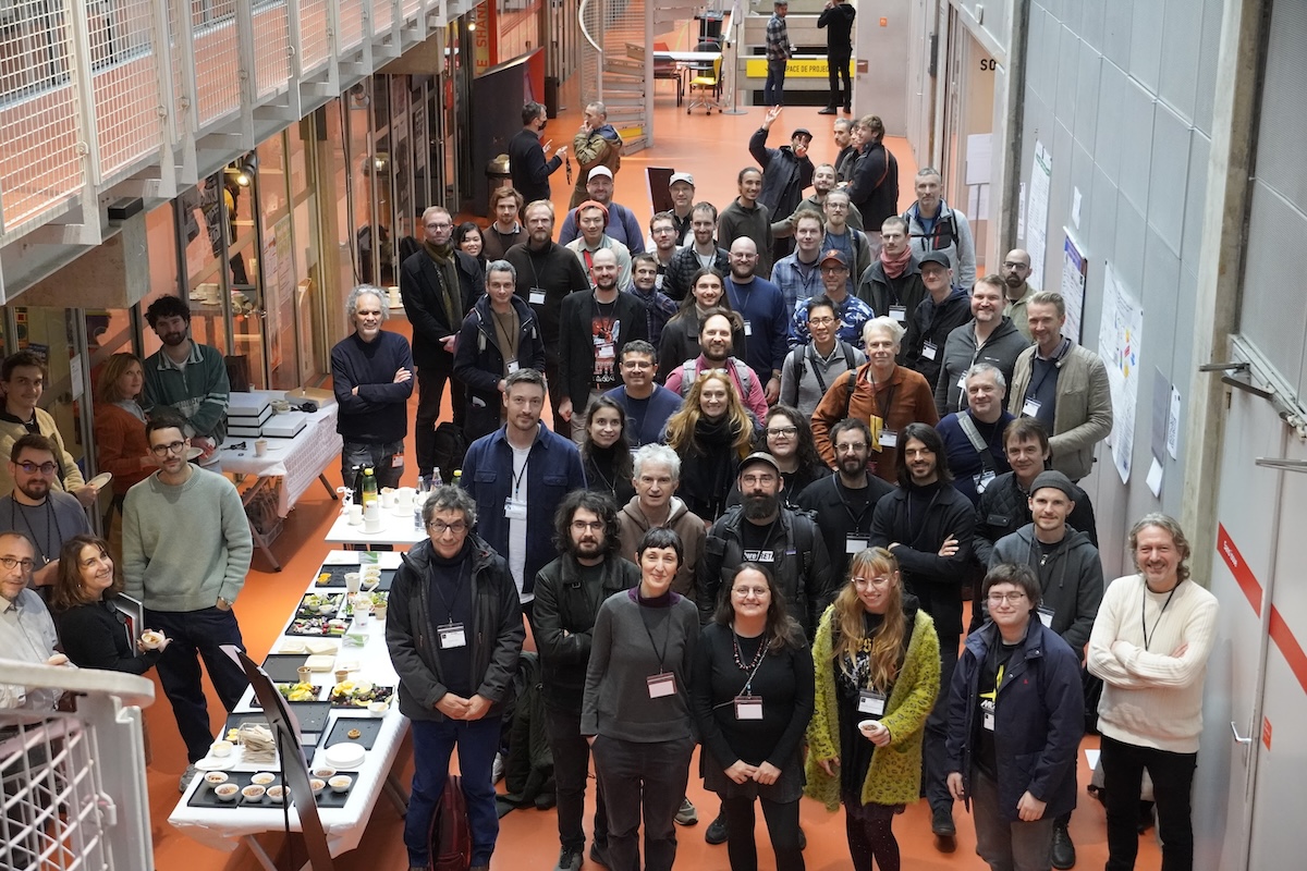 Web Audio Conference group photo taken at IRCAM on 20th November 2025. Photo Credit: Louise Grebel.